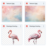 Flamingo Background, Overlay, Texture & Brush Kit