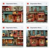 Claymation Retro Record Store Background Bundle