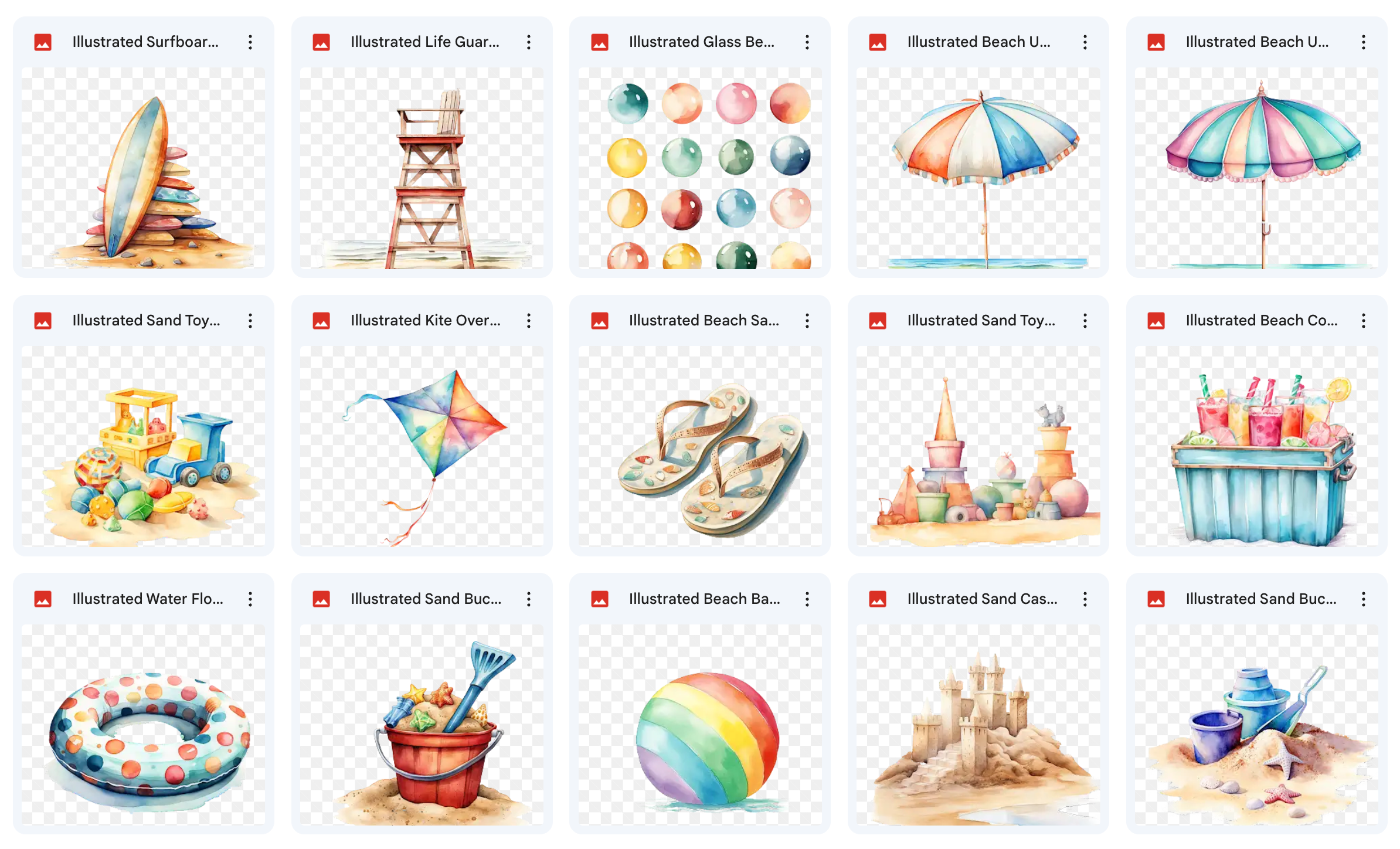 Illustrated Beach Asset Pack - Meg Bitton Productions