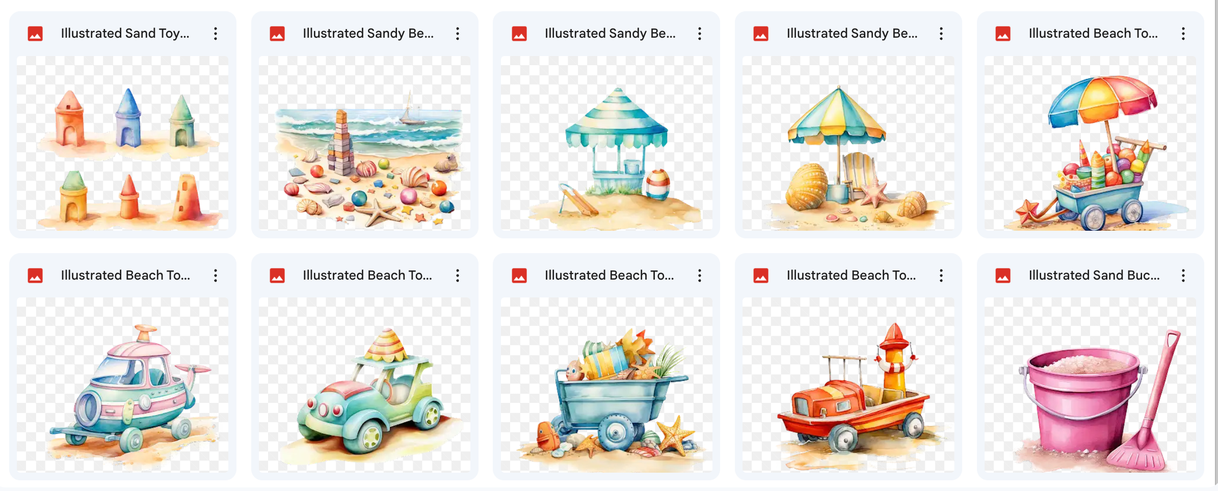 Illustrated Beach Asset Pack - Meg Bitton Productions