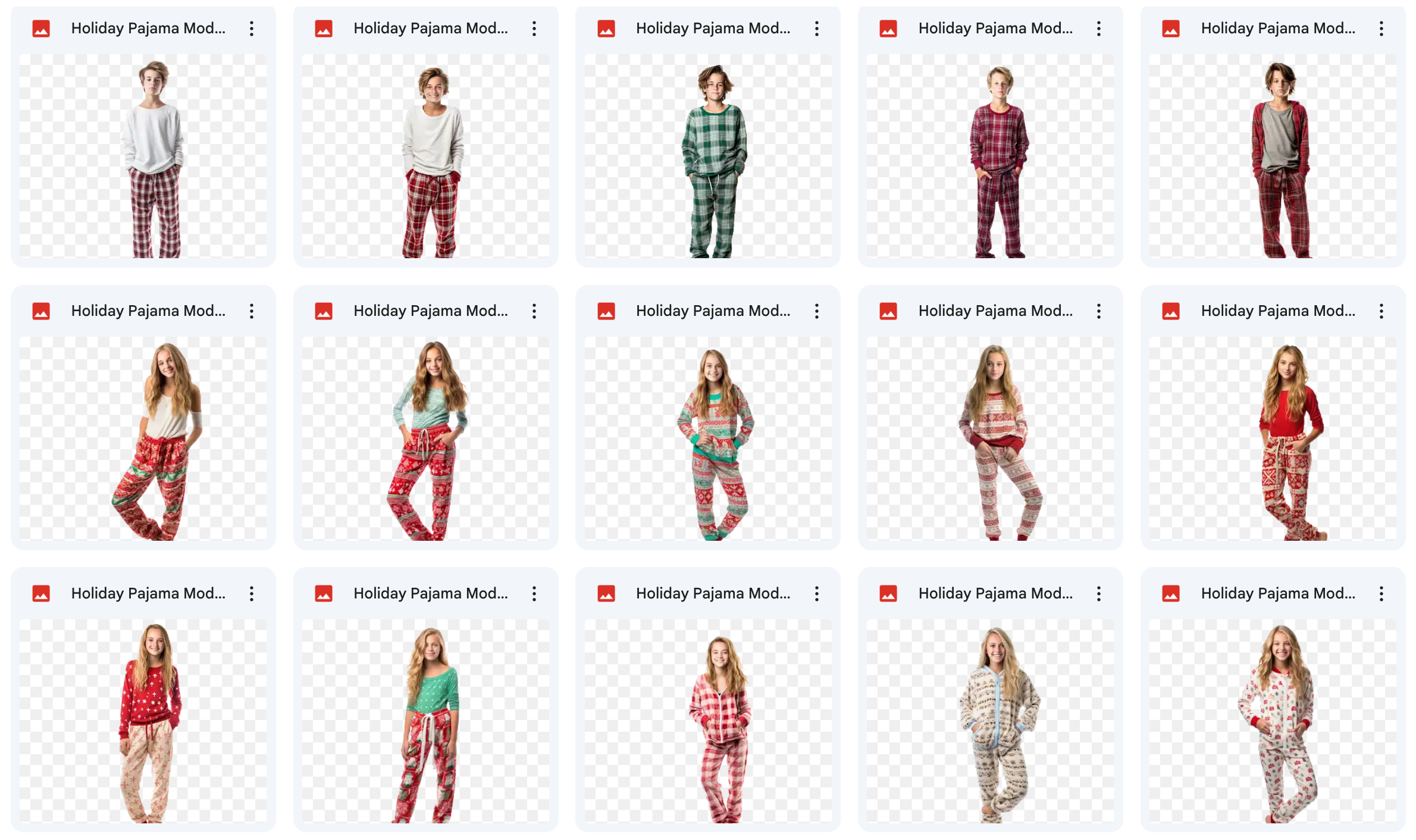 Holiday Pajama Models Asset Pack - Meg Bitton Productions
