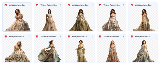 Vintage Autumn Gown Model Overlays - Meg Bitton Productions