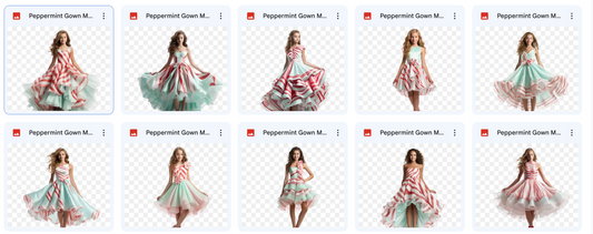 Magical Peppermint Gown Model Overlays - Meg Bitton Productions