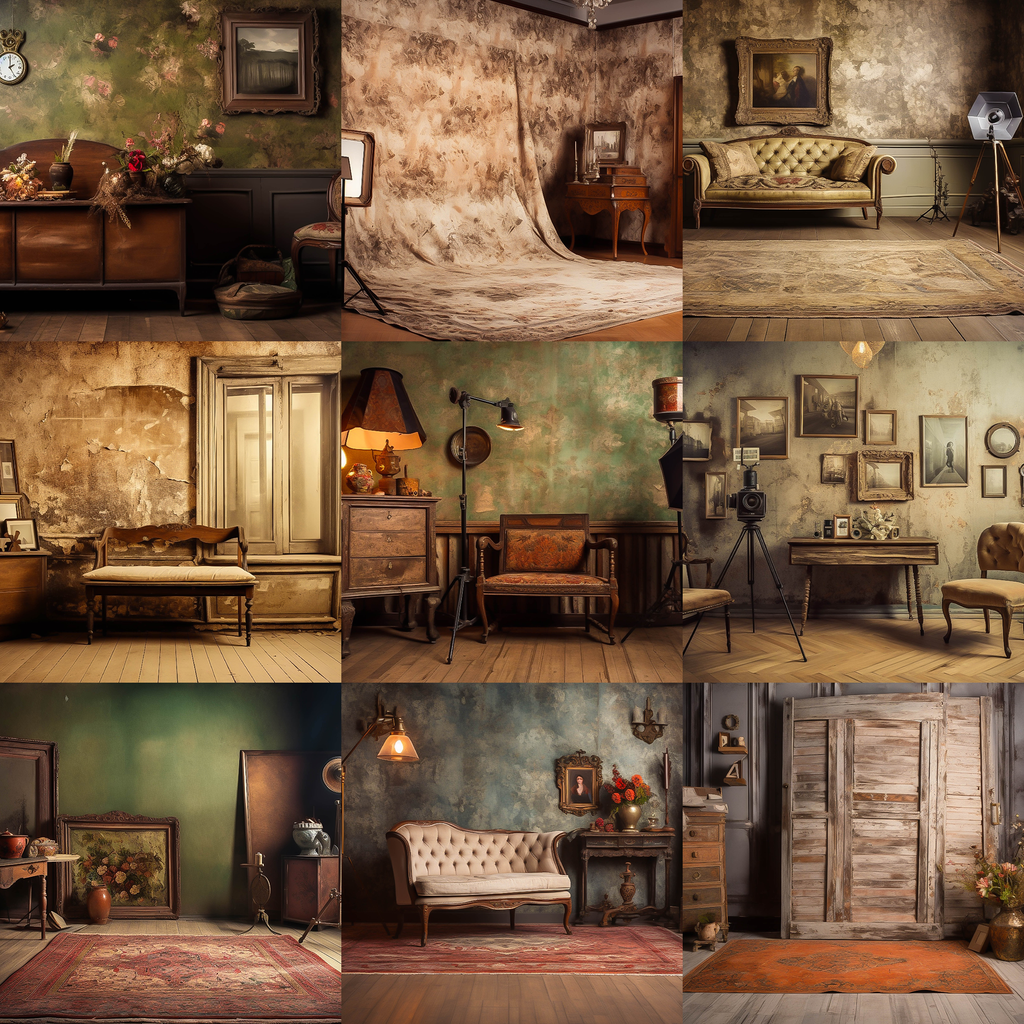 Vintage Photography Studio Digital Background Bundle Meg Bitton