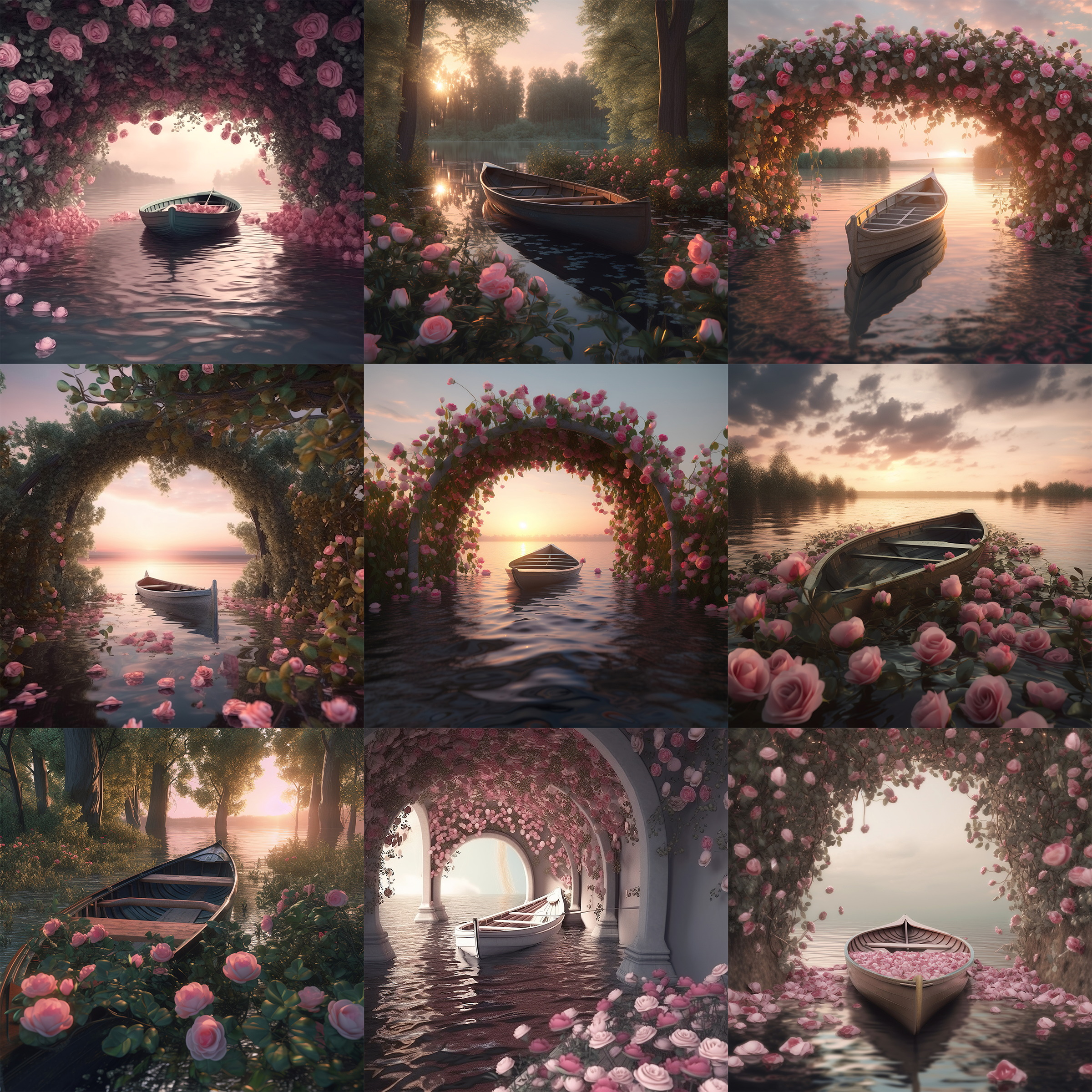 Rose Canoes Digital Background Bundle - Meg Bitton Productions