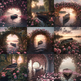 Rose Canoes Digital Background Bundle - Meg Bitton Productions