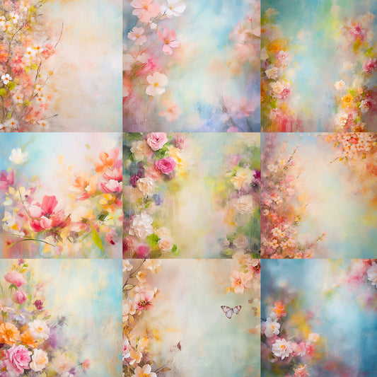 Grand Pastel Floral Portrait Background Bundle - Meg Bitton Productions