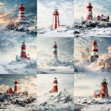 Winter Lighthouse Background Bundle