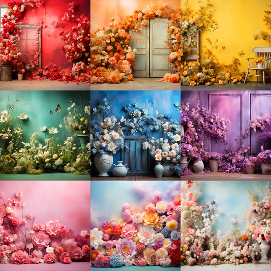 Ultimate Rainbow Floral Room Background Bundle
