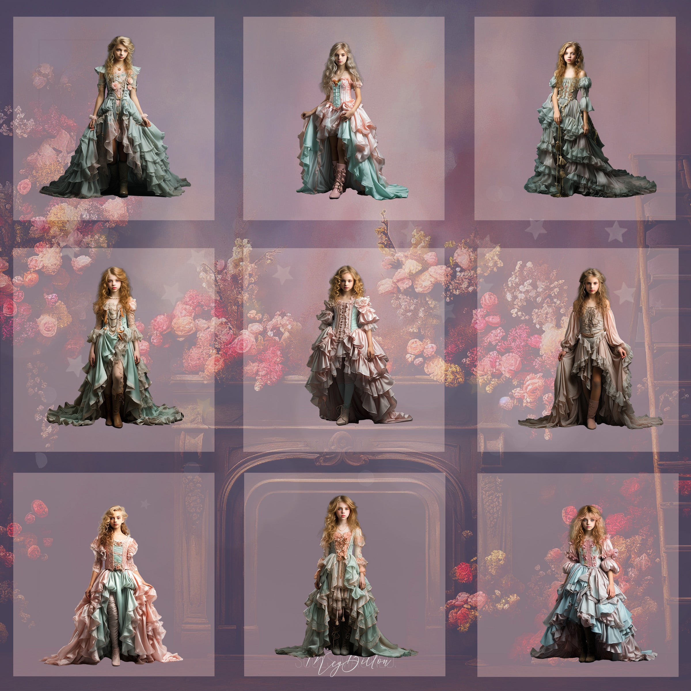 Baroque Gown Model Overlays - Meg Bitton Productions