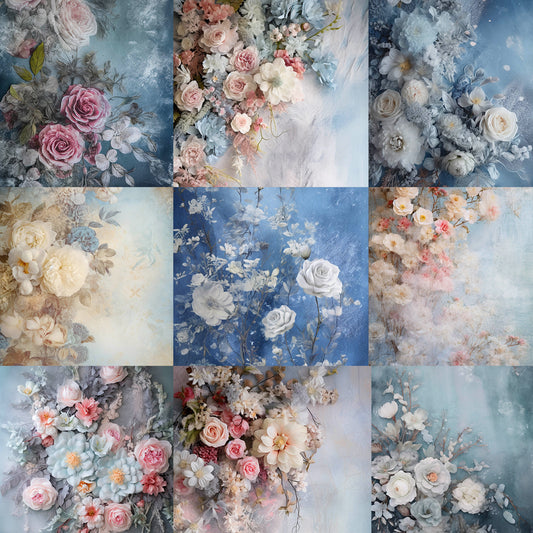 Ultimate Winter Floral Portrait Background Bundle - Meg Bitton Productions