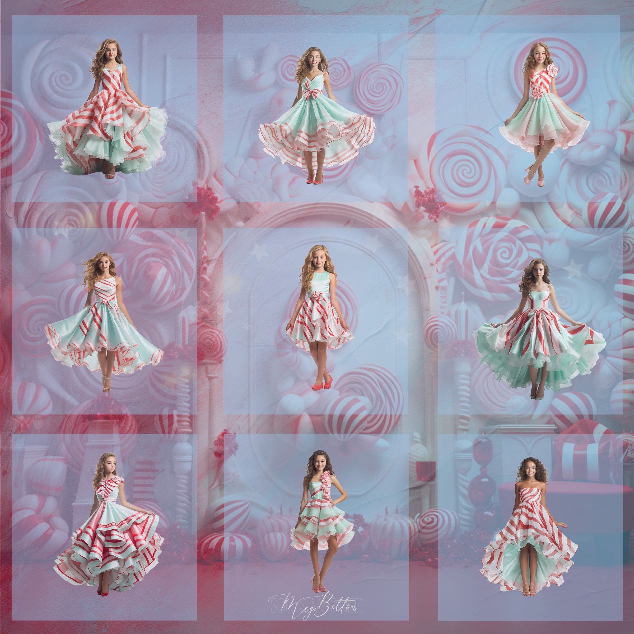 Magical Peppermint Gown Model Overlays - Meg Bitton Productions