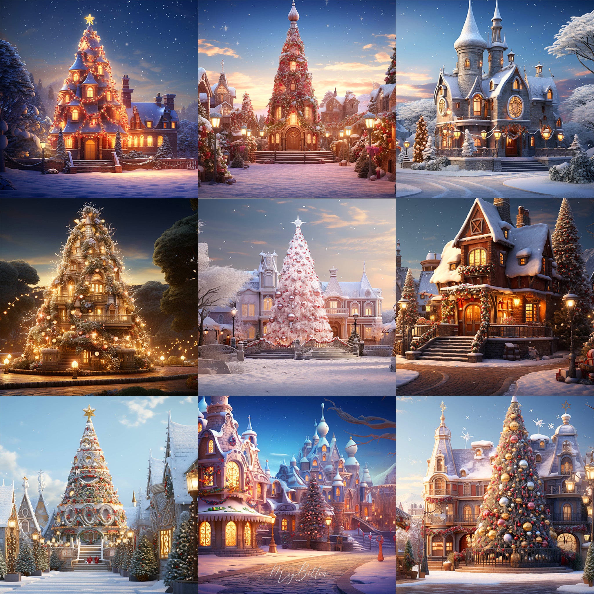 Ultimate Village Christmas Tree Background Bundle - Meg Bitton Productions