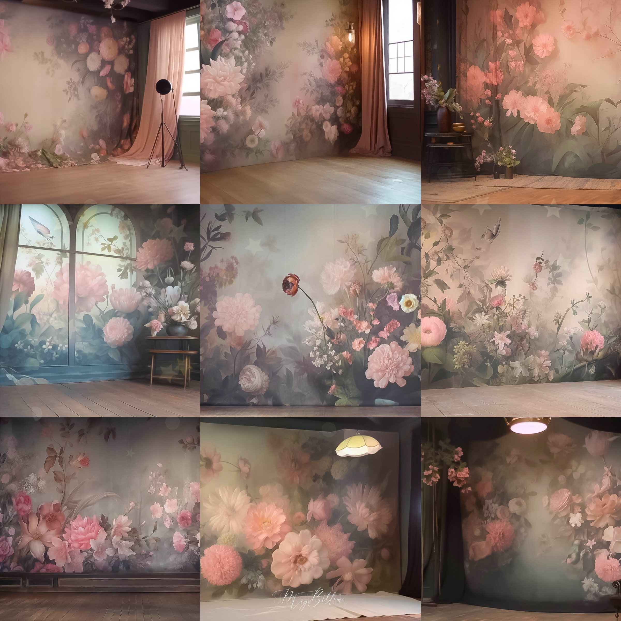 Peaceful Indoor Setting Digital Background Bundle - Meg Bitton Productions