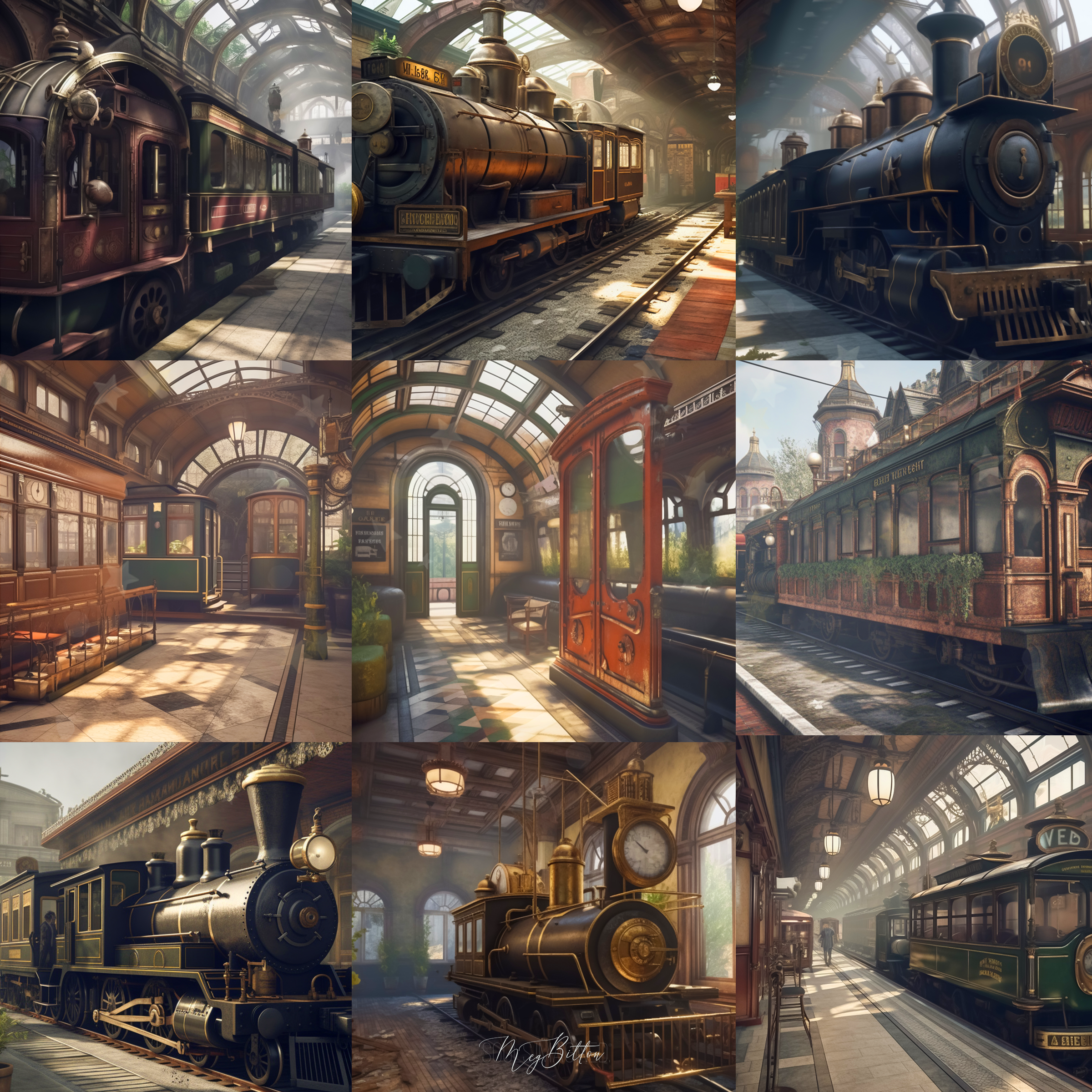 Vintage Train Digital Background Bundle - Meg Bitton Productions