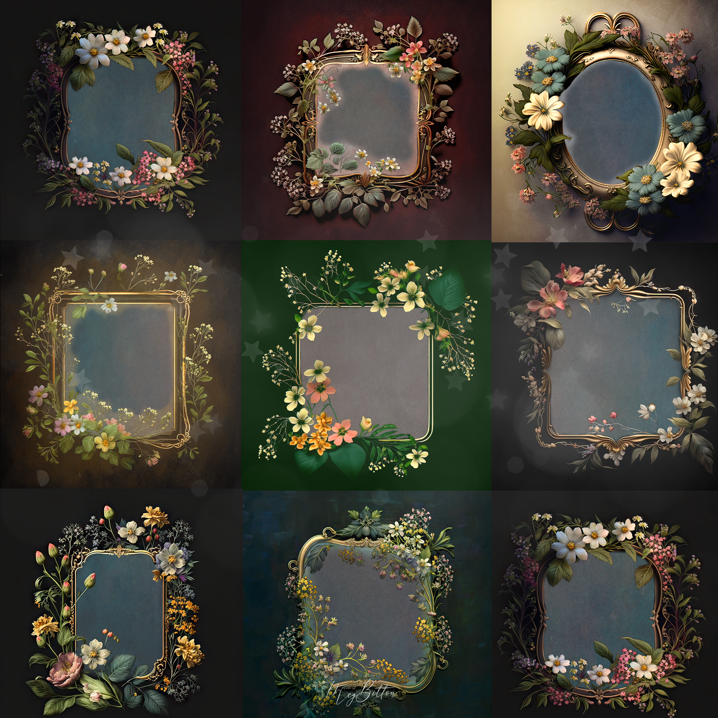 Magical Vintage Floral Frame Overlays - Meg Bitton Productions