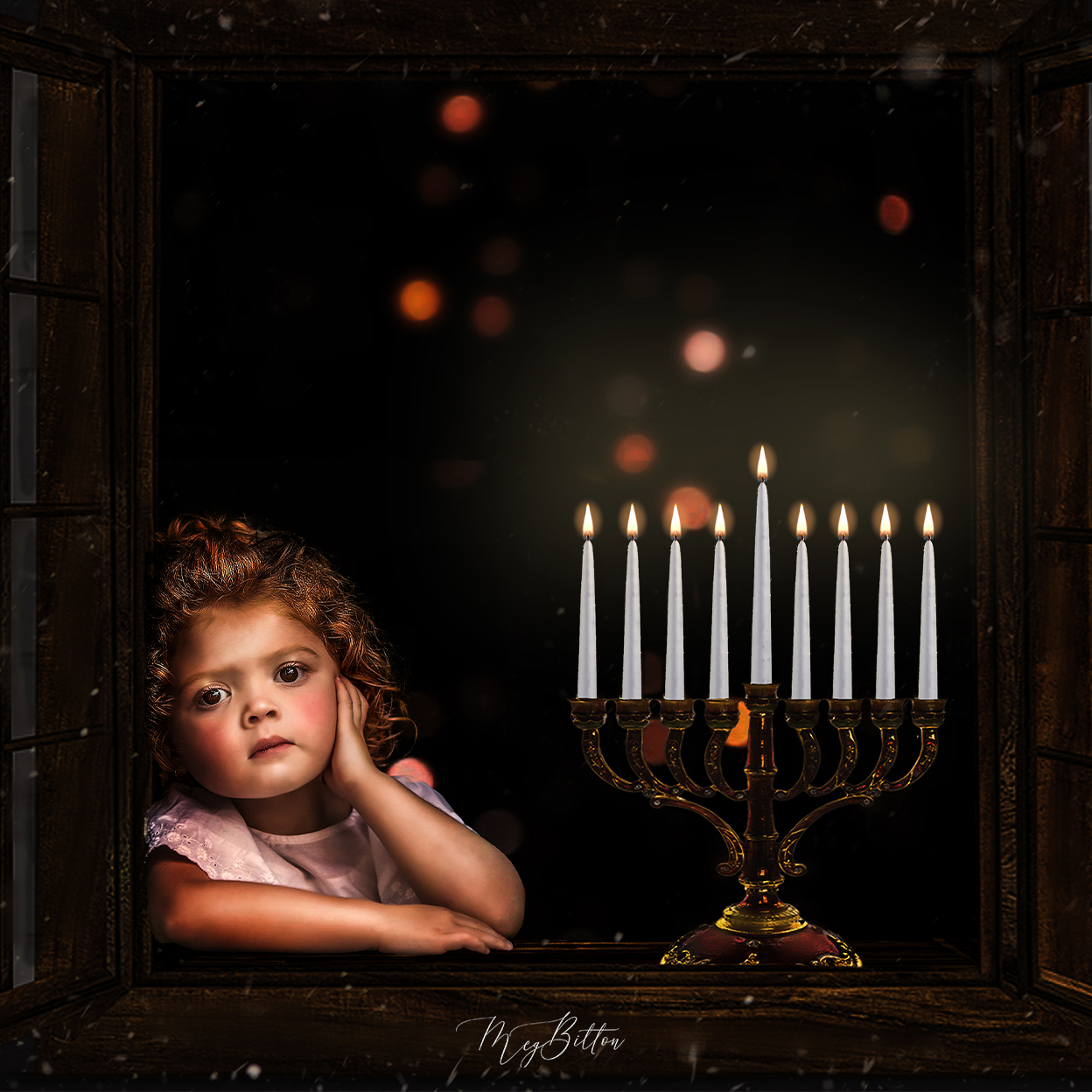 Layered Digital Background: Beautiful Menorah - Meg Bitton Productions