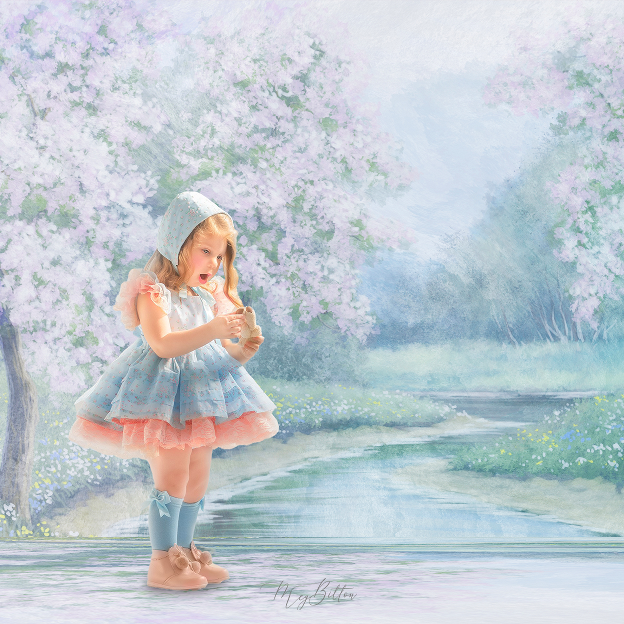 Digital Studio Backdrop: Spring Greens - Meg Bitton Productions