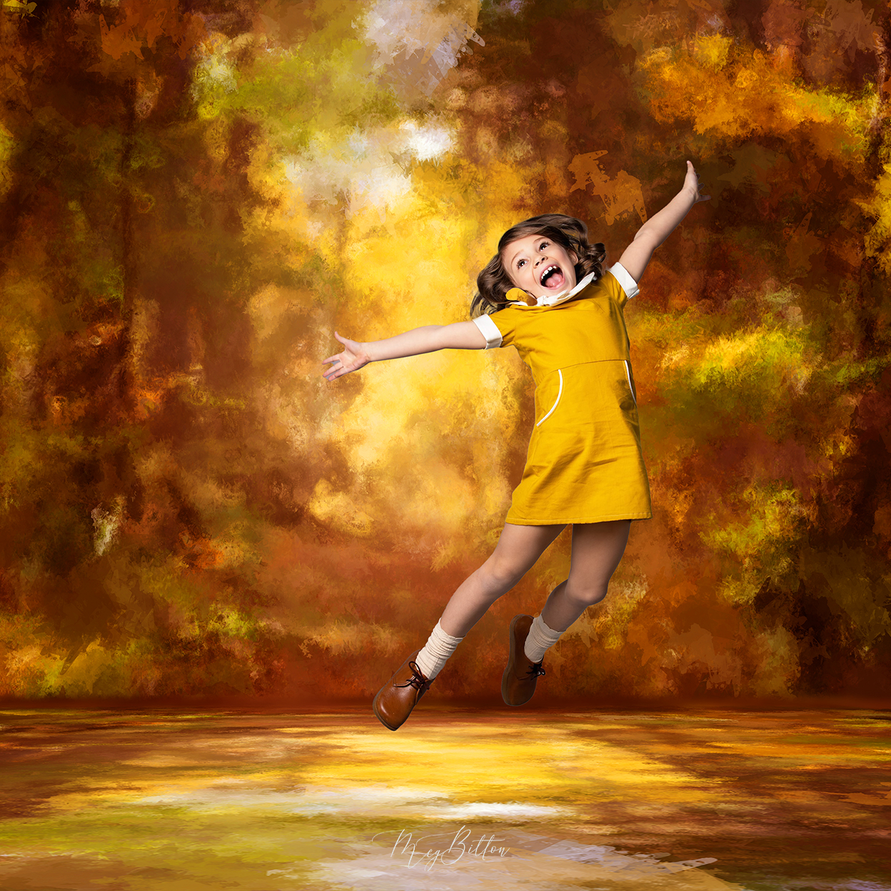 Digital Studio Backdrop: Golden Forest - Meg Bitton Productions