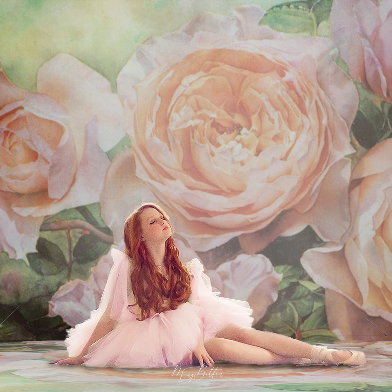 Digital Studio Backdrop: Precious Peonies - Meg Bitton Productions
