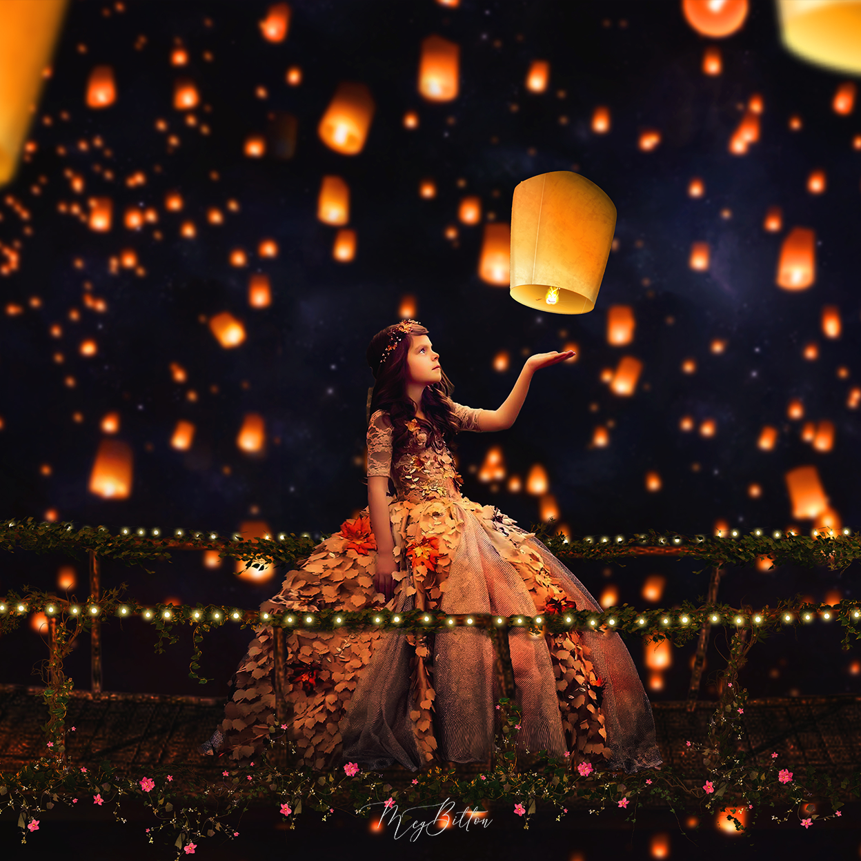 Layered Digital Background: Festival of Lights Bridge - Meg Bitton Productions