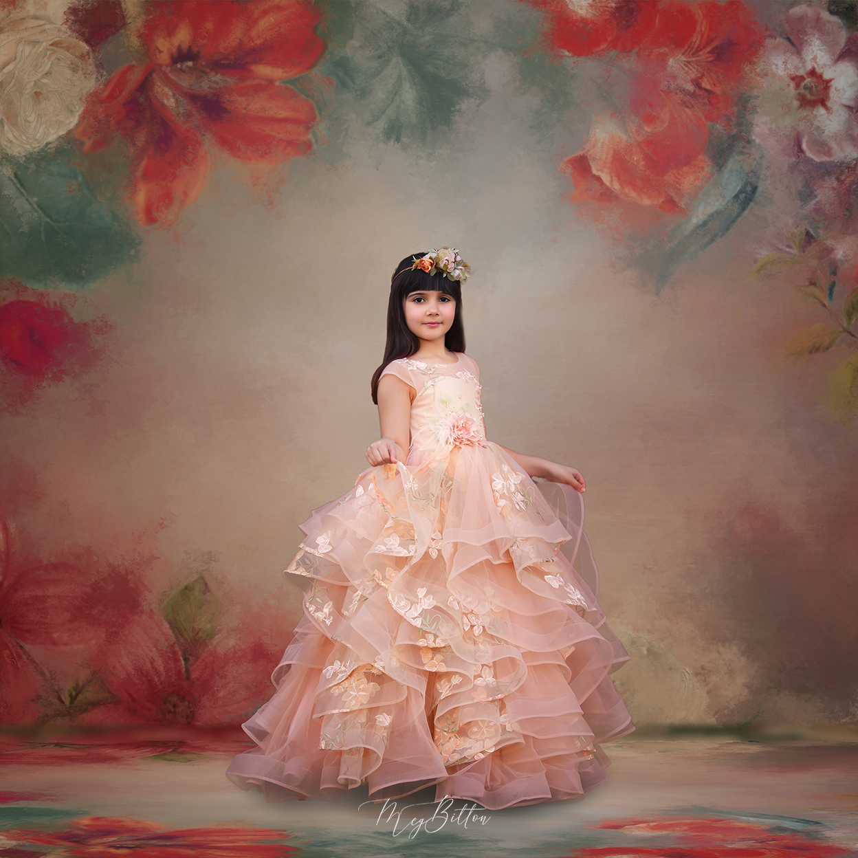 Digital Studio Backdrop: Painterly Rose - Meg Bitton Productions