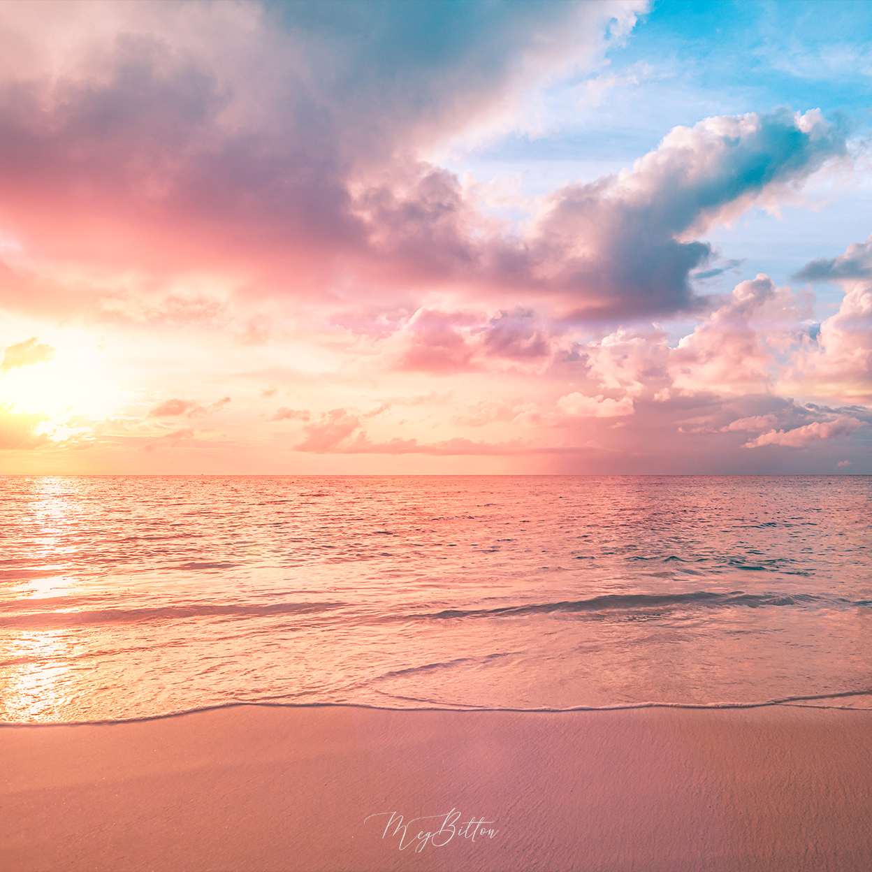 Digital Background: Pastel Sunset Beach – Meg Bitton Productions