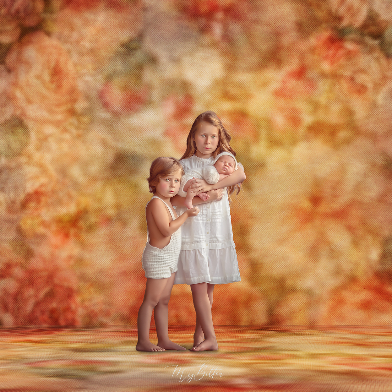 Digital Studio Backdrop: Peach Bouquet - Meg Bitton Productions