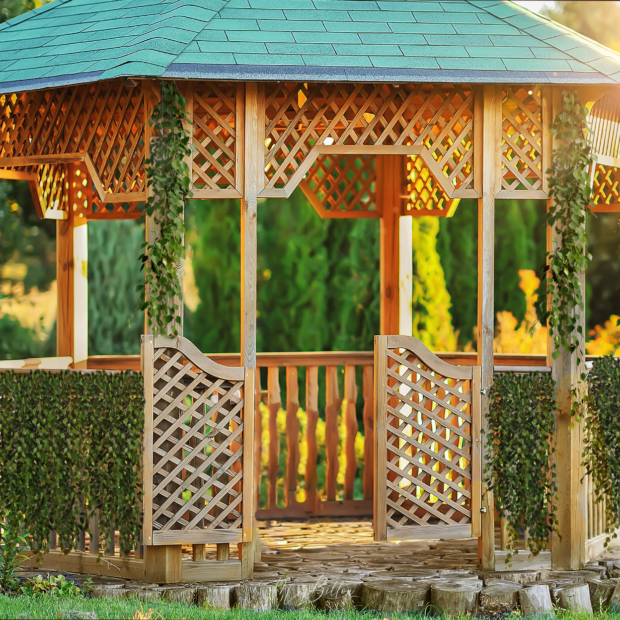 Digital Background: Sun Kissed Gazebo - Meg Bitton Productions