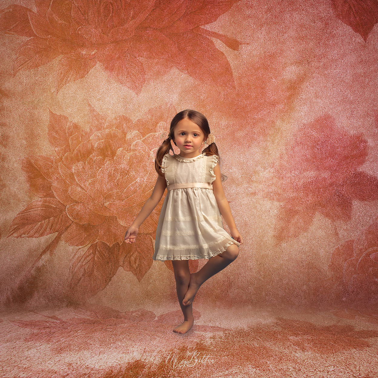 Digital Studio Backdrop: Vintage Floral Muslin - Meg Bitton Productions