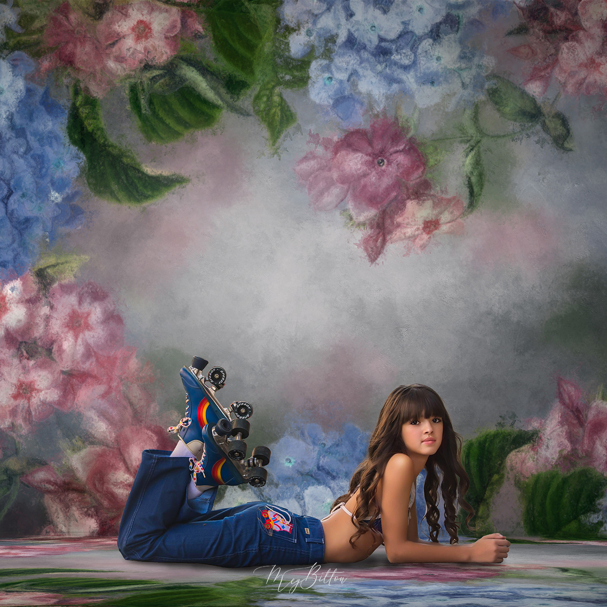 Digital Studio Backdrop: Treasured Hydrangea - Meg Bitton Productions