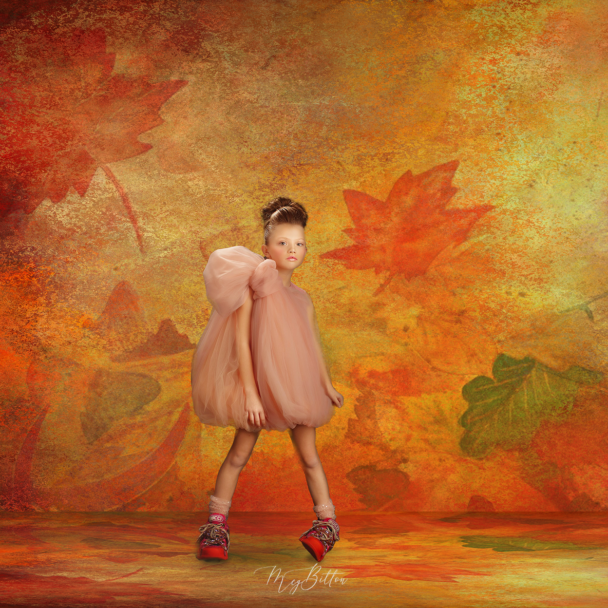 Digital Studio Backdrop: Falling Leaves - Meg Bitton Productions