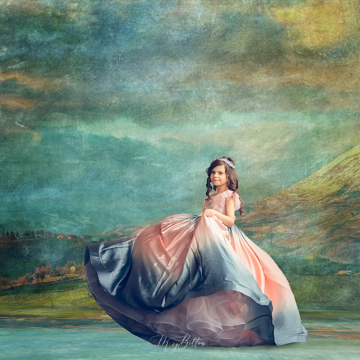 Digital Studio Backdrop: Painted Mountains - Meg Bitton Productions