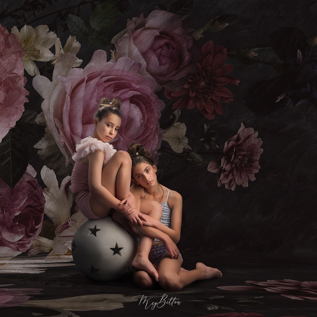 Digital Studio Backdrop: Stormy Peonies - Meg Bitton Productions