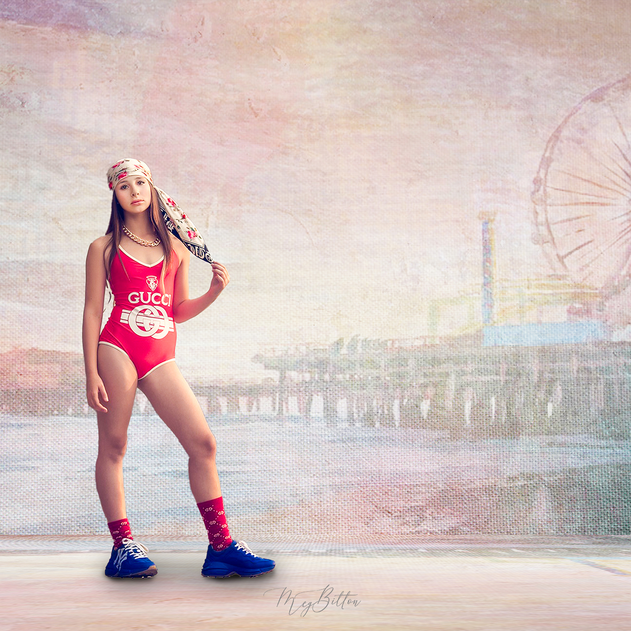 Digital Studio Backdrop: Sunset Pier - Meg Bitton Productions