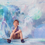Digital Studio Backdrop: Watercolor Blues - Meg Bitton Productions