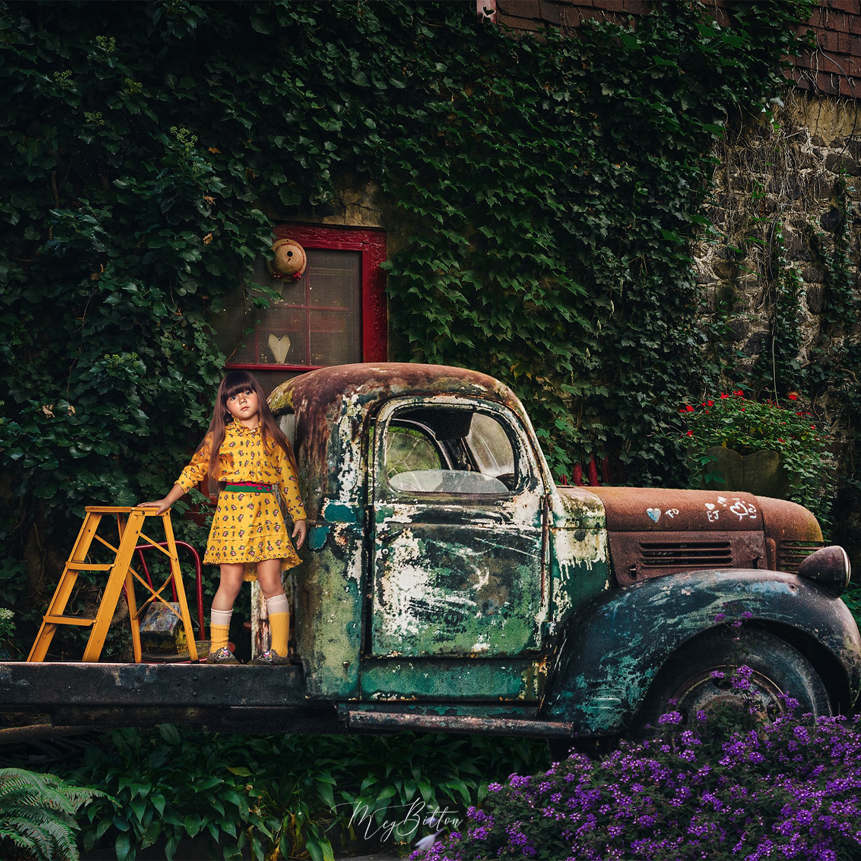 Vintage Truck Layered Digital Background - Meg Bitton Productions