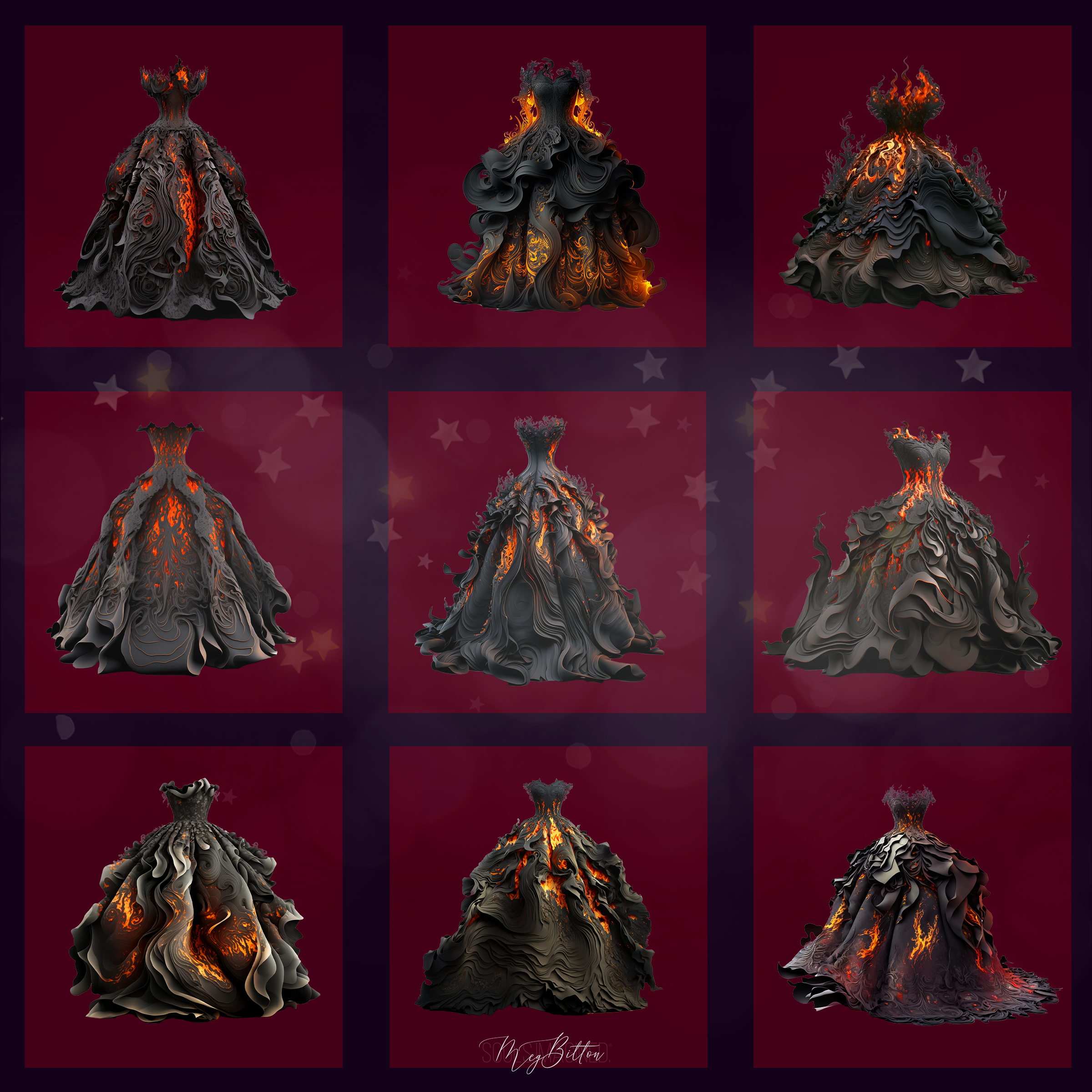 Magical Lava Gown Overlays - Meg Bitton Productions