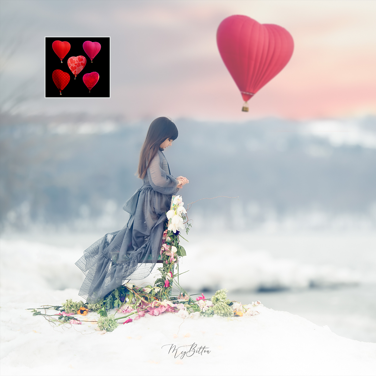 Mixer Brush: Heart Hot Air Balloons - Meg Bitton Productions