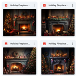 Holiday Fireplace Background Bundle