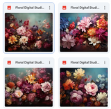 Floral Digital Studio Backdrop Background Bundle