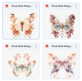 Magical Floral Moth Wings Overlays