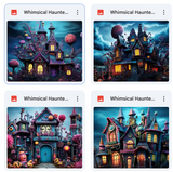 Whimsical Haunted House Background Bundle