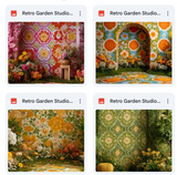 Retro Garden Studio Background Bundle