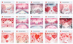 Illustrated Valentine's Greeting Cards Pack