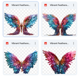 Magical Vibrant Feathered Fairy Wing Overlays