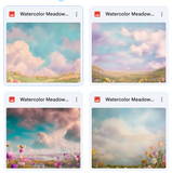 Watercolor Meadow Background Bundle