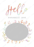 Girl Hello Floral Announcement Template