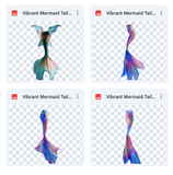 Magical Vibrant Mermaid Tail Overlays