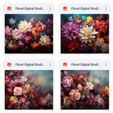 Floral Digital Studio Backdrop Background Bundle